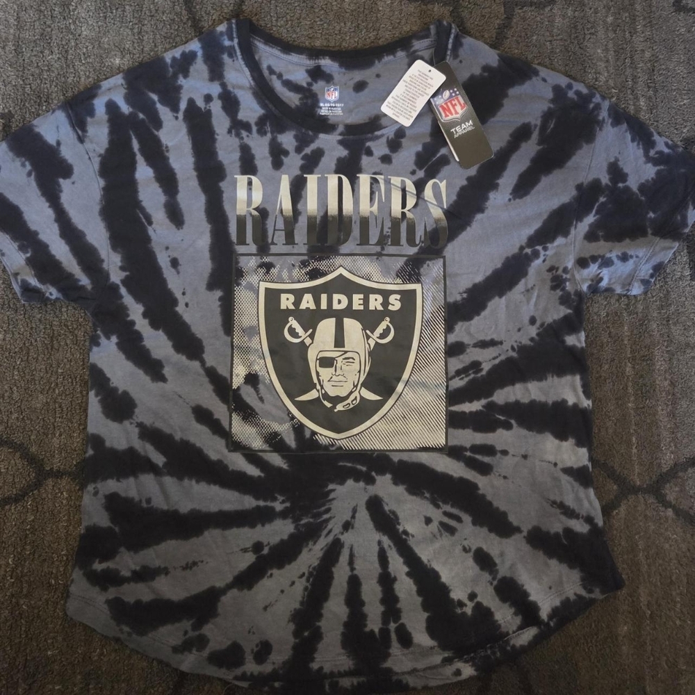 Oakland Raiders Black/Grey Tie-dye Women's Shirt X-Large